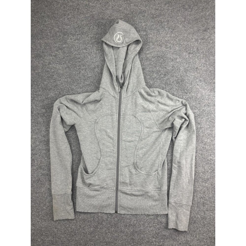 Lululemon Hoodie Sweatshirt Womens Small Gray Full Zip High Neck Jersey Pockets